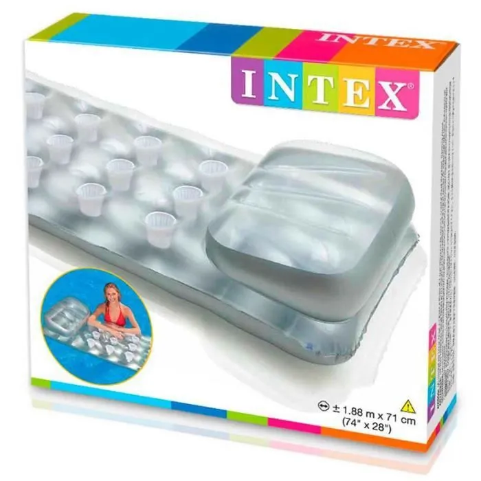 Intex 90620 Colchoneta o Flotador Hinchable de Playa o Piscina, Color Gris Plateado, Unisex