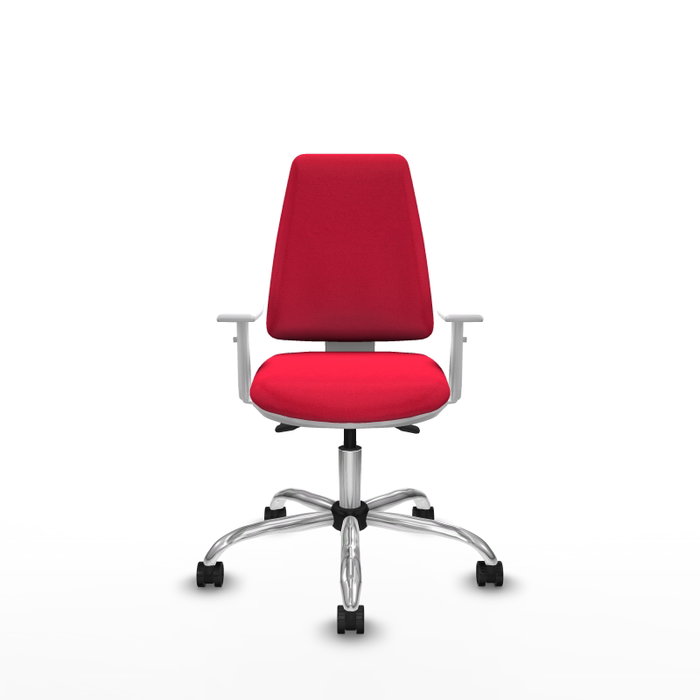 PIQUERAS Y CRESPO Silla de oficina Elche con mecanismo Asincro, Tela Rojo y Reposabrazos Blancos PIQUERAS Y CRESPO Silla de oficina Elche con mecanismo Asincro, Tela Rojo y Reposabrazos Blancos