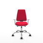PIQUERAS Y CRESPO Silla de oficina Elche con mecanismo Asincro, Tela Rojo y Reposabrazos Blancos