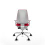 PIQUERAS Y CRESPO Silla de oficina Elche con mecanismo Asincro, Tela Rojo y Reposabrazos Blancos