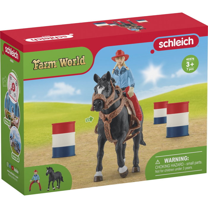 Schleich Cowgirl y Racing Tonneaux - Farm World Range Schleich Cowgirl y Racing Tonneaux - Farm World Range