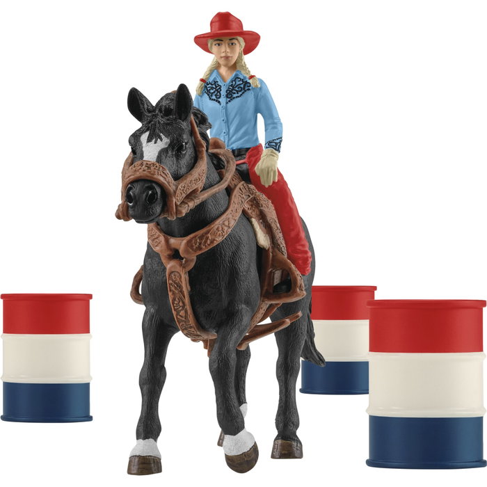 Schleich Cowgirl y Racing Tonneaux - Farm World Range Schleich Cowgirl y Racing Tonneaux - Farm World Range