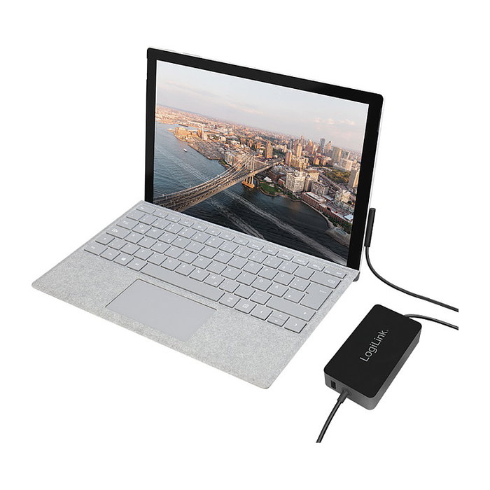 LogiLink Fuente de alimentación para Surface Book, 44W, con puerto USB, negro