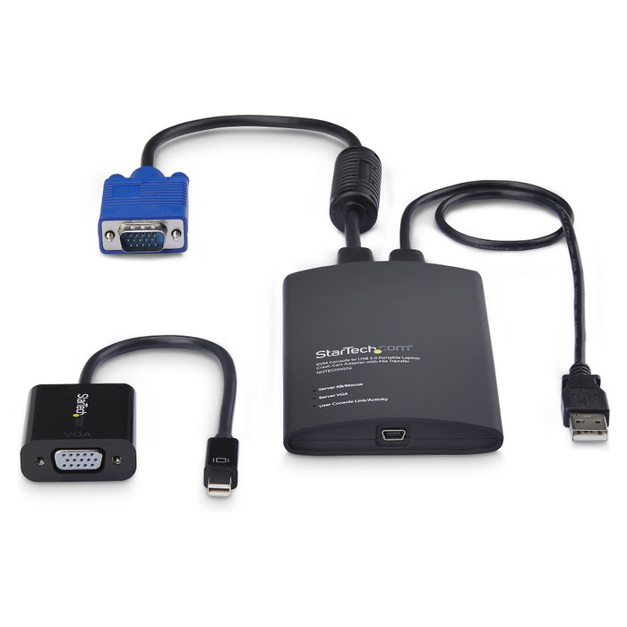StarTech.com Adaptador Crash Cart USB a VGA y Mini DisplayPort para Portátil - Consola KVM Portátil con Transferencia de Archivos y Captura de Video - TAA - Negro