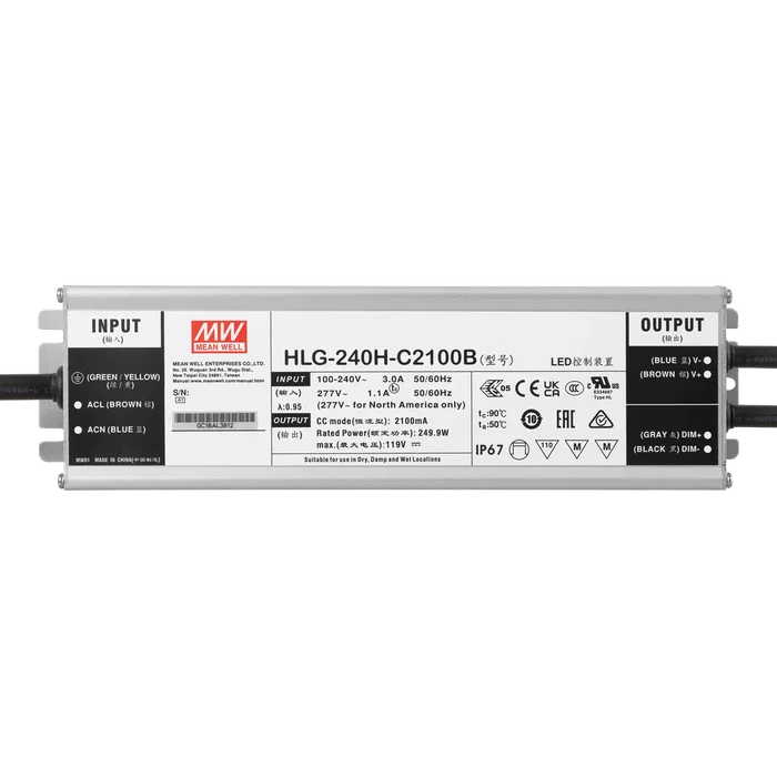 Mean Well Driver LED 240W 90-305VAC 2100A IP67