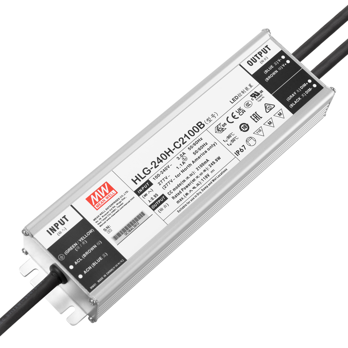 Meanwell Driver LED 240W 90-305VAC 2100mA IP67 Fuente Alimentación Constante