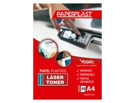 YOSAN Papel Plástico Paperplast 200g/m² Poliéster Blanco Brillante DIN A4 (200 MC) Imprimible - Paquete de 50 Hojas