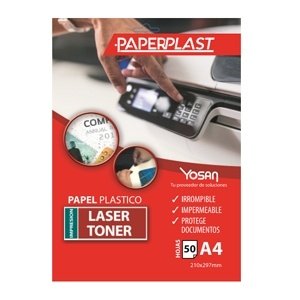 YOSAN Papel plástico Paperplast blanco brillo DIN A4 de 200 micras, 50 hojas