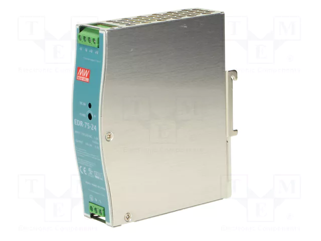 MEAN WELL EDR-75-24 Fuente de alimentación de 76,8W, 24VDC, para carril DIN