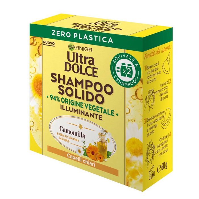 Garnier Ultra Doux Champú Sólido de Camomilla para Todo Tipo de Cabello - 60 gr Garnier Ultra Doux Champú Sólido de Camomilla para Todo Tipo de Cabello - 60 gr
