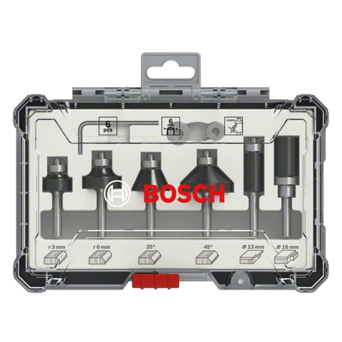 Bosch Professional Caja de 6 fresas de afeitar/chaflanar/redondear con vástago de 6 mm