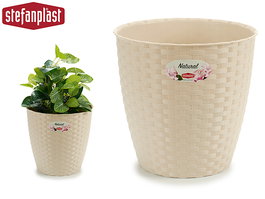 Stefanplast Maceta Natural para Interior y Exterior 24 Diámeter, Color Beige, 24x22.5x24 cm (Set de 6)