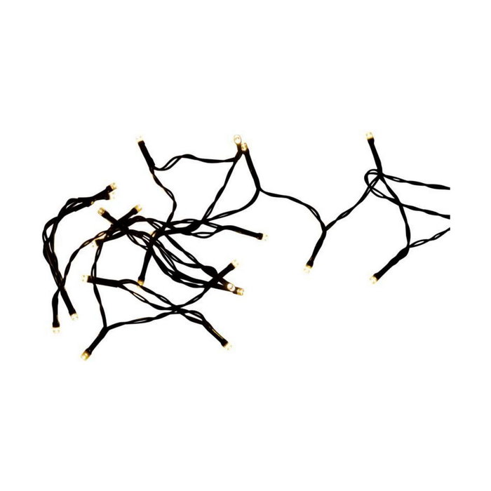 Guirnalda de 2,30 m con 24 LEDs blanco cálido y cable negro, multifunción IP44 Guirnalda de 2,30 m con 24 LEDs blanco cálido y cable negro, multifunción IP44