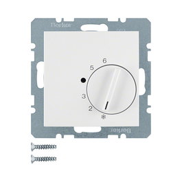 BERKER 20268989 Interruptor Rotativo de Pared para Control de Temperatura, Blanco, 250 V, 50-60 Hz, Acabado Glaseado