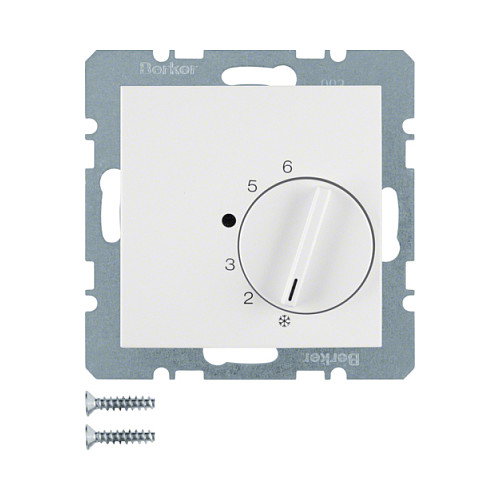 BERKER 20268989 Interruptor Rotativo de Pared para Control de Temperatura, Blanco, 250 V, 50-60 Hz, Acabado Glaseado BERKER 20268989 Interruptor Rotativo de Pared para Control de Temperatura, Blanco, 250 V, 50-60 Hz, Acabado Glaseado
