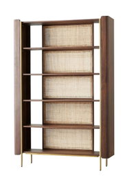 DKD Home Decor Estantería Sixties Madera de Mango y Fibra Natural Negro 100 x 40 x 180 cm