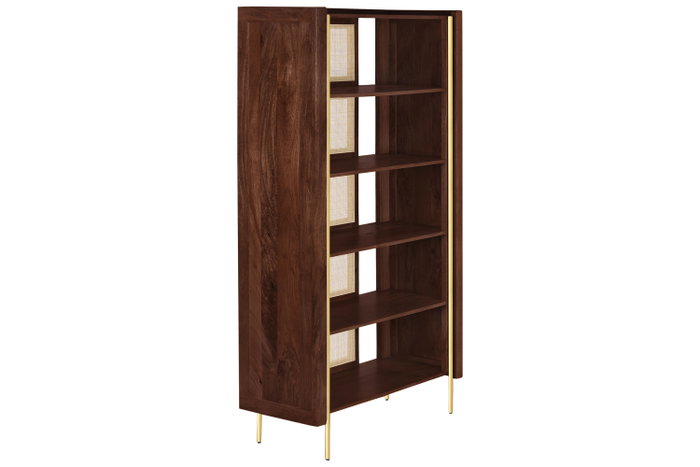 DKD Home Decor Estantería Sixties Madera de Mango y Fibra Natural Negro 100 x 40 x 180 cm