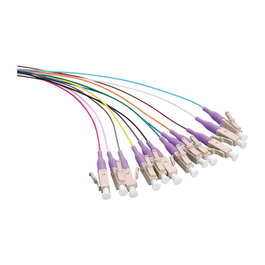 LogiLink Set de 12 pigtails de fibra óptica LC OM4 50/125, 2 m, púrpura