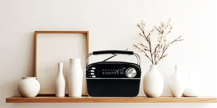 Manta RDI918B Radio Personal Analógica con Bluetooth 5.0, Sintoniza AM/FM/SO, Reproducción MP3, USB, Entrada Auxiliar, MicroSD, Batería, Color Negro y Plata