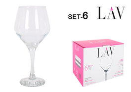 LAV - Set de 6 Copas para Vino y Agua 450 cc, Colección Ella, Dimensiones 20.2 x on 29.7 x 23.2 cm (4 Cajas)
