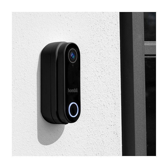 Hombli Timbre Inteligente 2 (Negro) + Gong Inalambrico Wifi Vision Nocturna Deteccion Movimiento Apto Alexa Google IP65 Compatible MicroSD 128GB