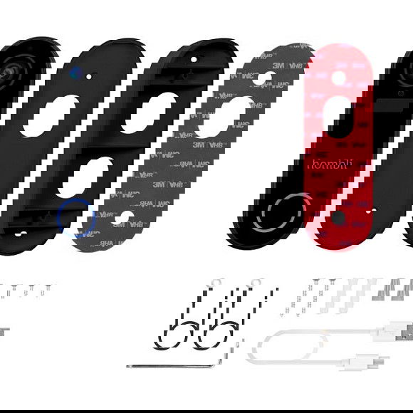 Hombli Timbre Inteligente 2 (Negro) + Gong Inalambrico Wifi Vision Nocturna Deteccion Movimiento Apto Alexa Google IP65 Compatible MicroSD 128GB