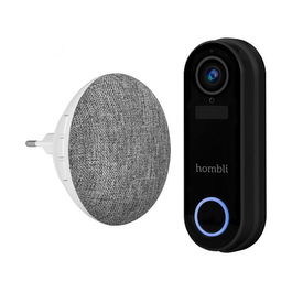 Hombli Timbre Inteligente 2 (Negro) + Gong Inalambrico Wifi Vision Nocturna Deteccion Movimiento Apto Alexa Google IP65 Compatible MicroSD 128GB