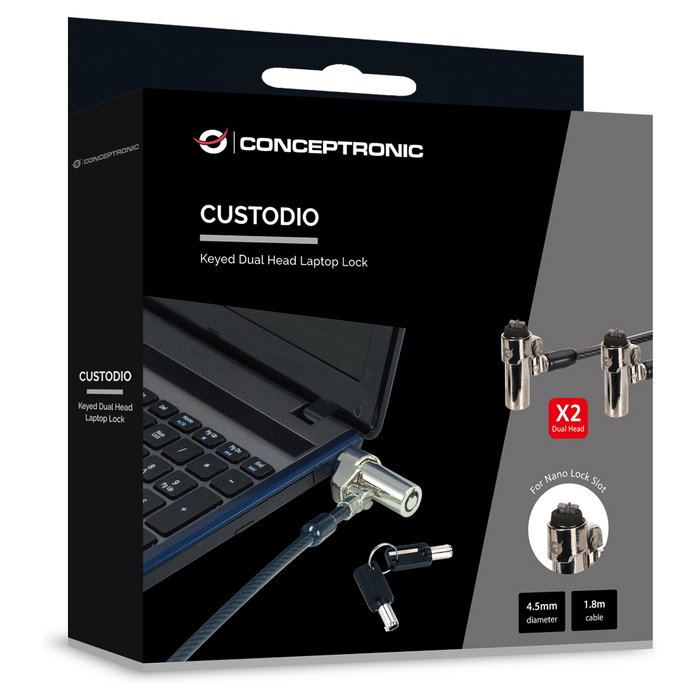 Conceptronic CUSTODIO02BNTM Nano-Lock Dual 1,8 m