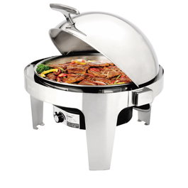 OYV Eco Cater Chafing Eléctrico Redondo para Buffet, Acero Inoxidable, 36 cm de Diámetro, 6.8 Litros, 0.9 kW