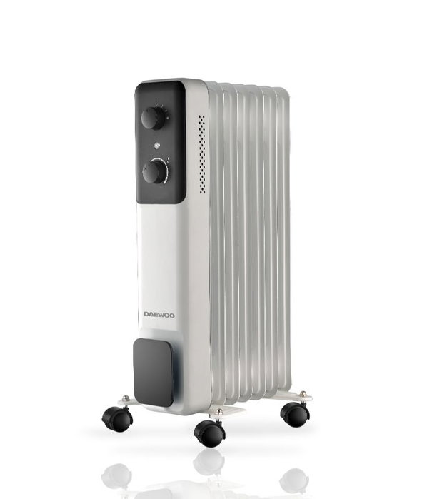 DAEWOO Radiador de aceite de 7 elementos 1500W - 3 niveles - blanco/negro
