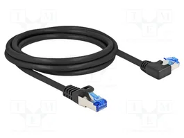 DeLOCK Cable de red RJ45 Cat.6A S/FTP 2 m negro recto/acodado izquierda