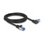 DeLOCK Cable de red RJ45 Cat.6A S/FTP 2 m negro recto/acodado izquierda