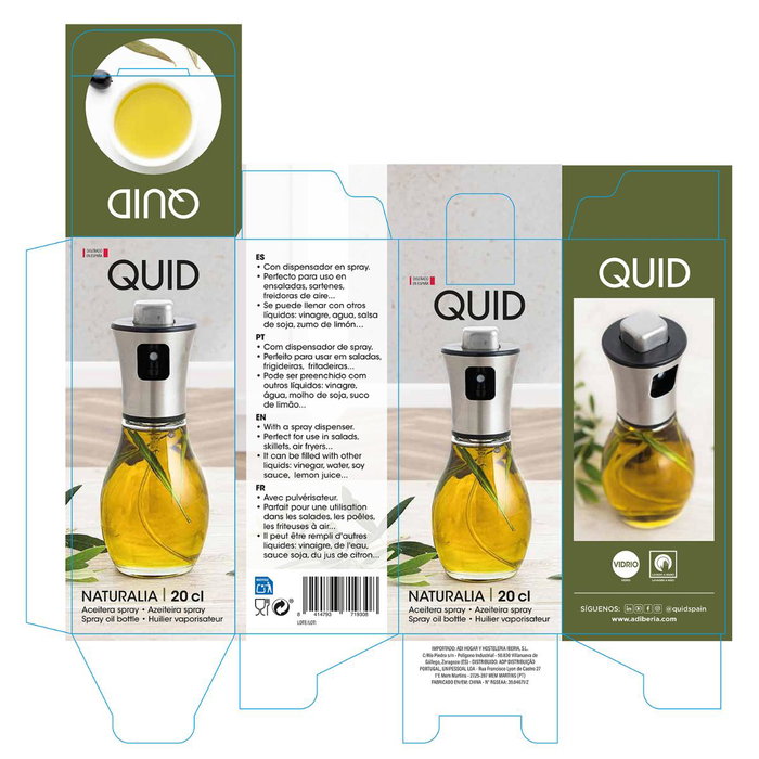 Aceitera Spray Vidrio Naturalia Quid 200 mL