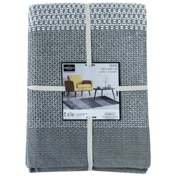 Home Deco Factory Alfombra de Franjas Grises 140x200 cm