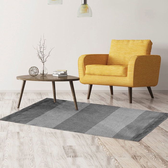 Home Deco Factory Alfombra de Franjas Grises 140x200 cm