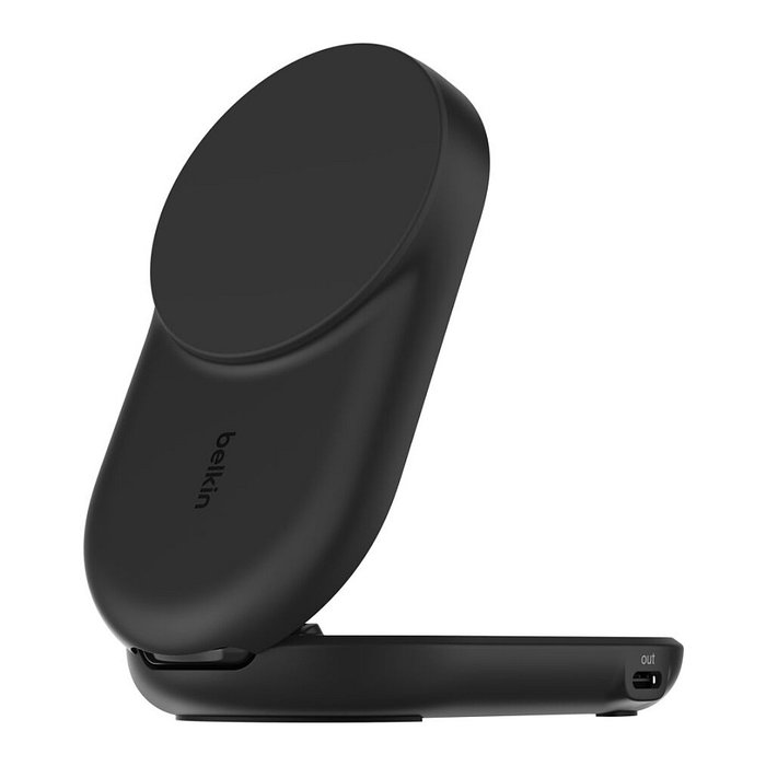 Belkin Cargador Inalámbrico Qi2 25W 2 en 1, Negro, 1.5 m Cable USB-C, Compatible con Smartphone y Reloj