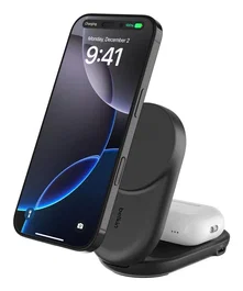 Belkin Cargador Inalámbrico QI2 de 25W (2 en 1) con Cable USB-C de 1.5 m Negro - para Smartphone, Reloj, Auriculares