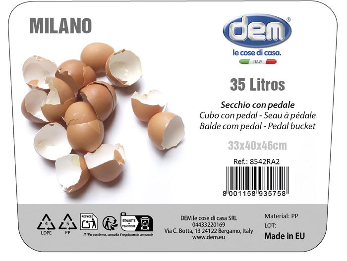 Inde Cubo Con Pedal Milano 35L Blanco (6 Unidades)