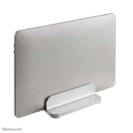 Neomounts NSLS300SILVER Soporte Vertical para Laptop - Aluminio Plata, Ajustable (11"-17"), Ahorra Espacio en el Escritorio