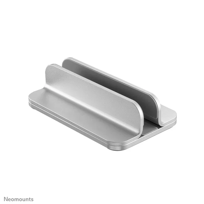 Neomounts NSLS300SILVER Soporte Vertical para Laptop - Aluminio Plata, Ajustable (11"-17"), Ahorra Espacio en el Escritorio