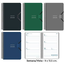 Agenda Anual (2026) Senfort Mini Espiral Tapa Pp Con Goma 90X135 S/V Surtido De 4