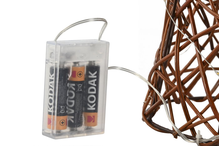 DKD Home Decor Set de 3 Conos de Ratán con LED Natural