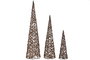 DKD Home Decor Set de 3 Conos de Ratán con LED Natural