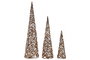 DKD Home Decor Set de 3 Conos de Ratán con LED Natural