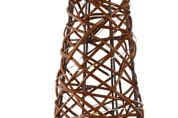 DKD Home Decor Set de 3 Conos de Ratán con LED Natural