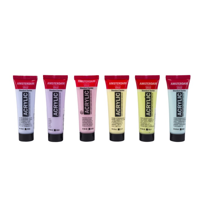 Amsterdam Estuche de pintura acrílica colores pastel serie Standard 6 x 20 ml Amsterdam Estuche de pintura acrílica colores pastel serie Standard 6 x 20 ml