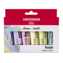 Estuche de pintura acrílica color pastel de la serie Standard de Amsterdam | 6 x 20 ml