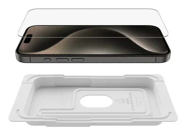 Belkin OVA173HQ ScreenForce Protector de Pantalla para iPhone 16 Pro, Cristal Templado 9H Resistente a Impactos y Rayones, Anti-Huellas, 1 Pieza