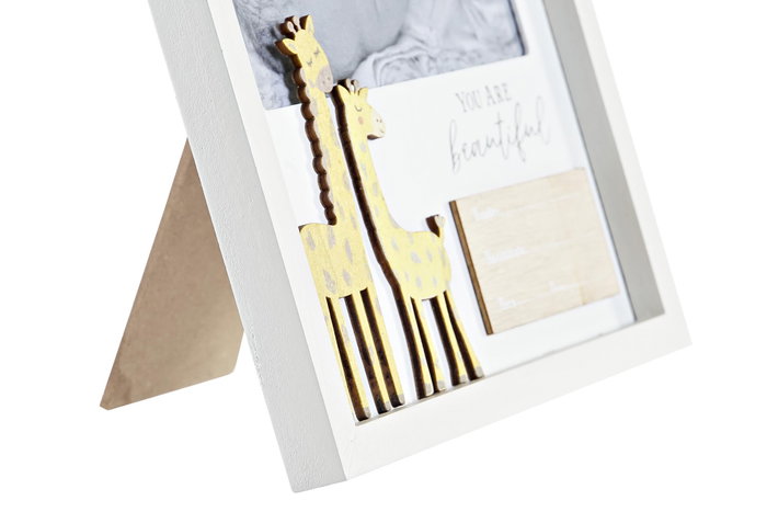 DKD Home Decor Marco Foto Baby safari 22 Blanco Natural MDF Cristal 2 x 20 x 19 cm (6 Unidades)