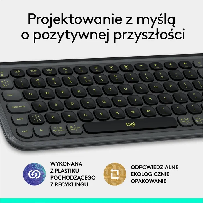 Logitech POP ICON Keys Teclado Inalámbrico Plano Grafito Layout Polaco
